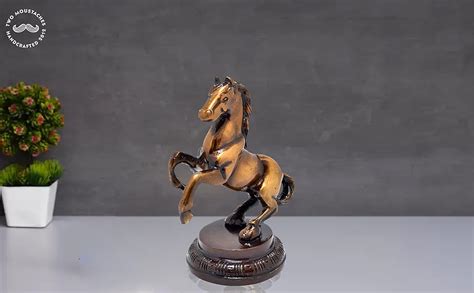 Buy Two Moustaches Uplifted Legs Horse Tableware Brass Showpiece ...