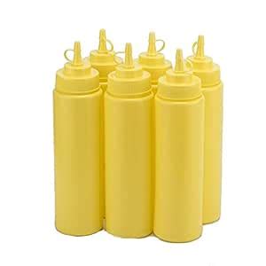 Godskitchen 8 Ounce (Set of 6) Yellow, Squeeze Bottles, Plastic Squeeze ...
