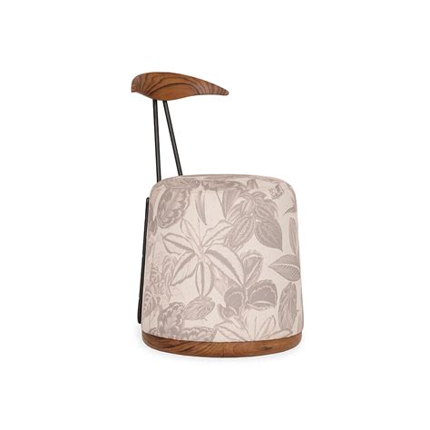 Credu - Teak Dining Chair, Cream Printed Fabric | Alankaram