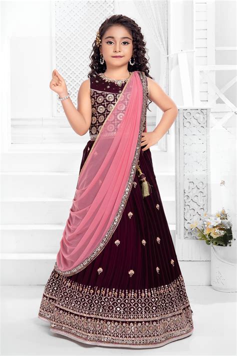 Maroon Sequins, Stone and Thread work Lehenga Choli for Girls – Seasons ...