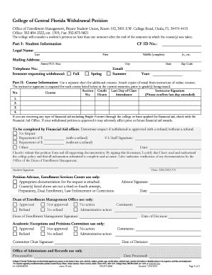 Withdrawal Petition - College Of Central Florida - Pr Cf - Fill and ...