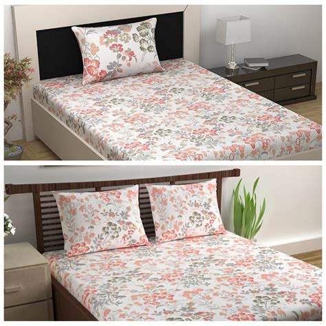 Vintage Red Floral Combo Single and Double Bedsheet | Divine Casa