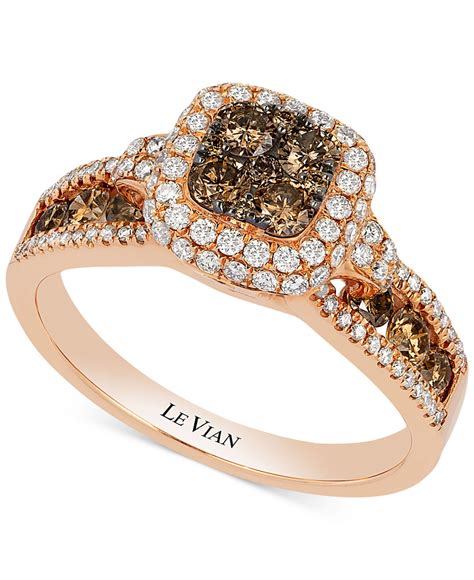 Le vian Chocolate And White Diamond Ring In 14k Rose Gold (1 Ct. T.w ...
