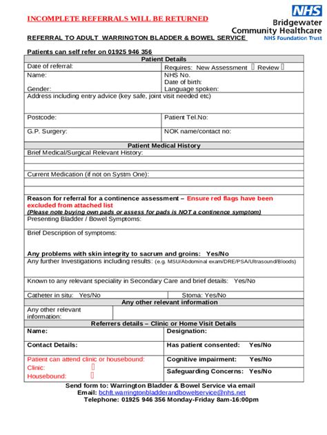 REFERRAL S - bladder care centre - ubc hospital - bridgewater nhs Doc ...