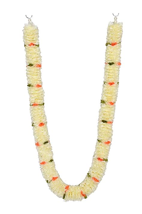 Buy Daedal crafters Premium White with Green & Beige Jasmine Garland ...