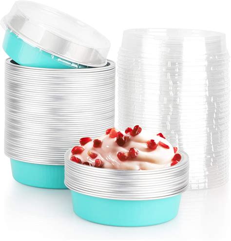 Buy Beasea Mini Pie Pans with Lids, 4 Inch 50 Pack Disposable Cake Pans ...