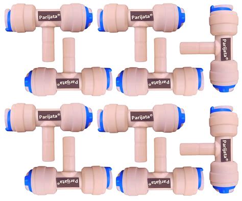 PARIJATA Tee Connector 1/4 inch for RO Water purifier fittings, 10 ...