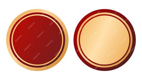 Simple golden red circle round frame banner design vector element set ...