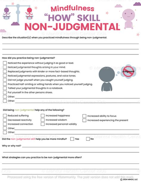DBT Mindfulness "How" Skills Worksheets - Mental Health Center Kids