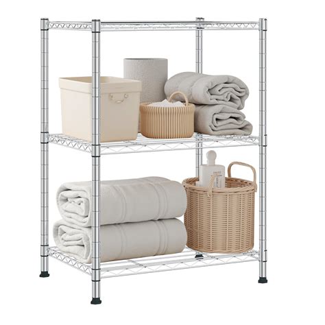 Land Guard Height-Adjustable Chrome Storage Racks and Shelving, 3-Tier ...