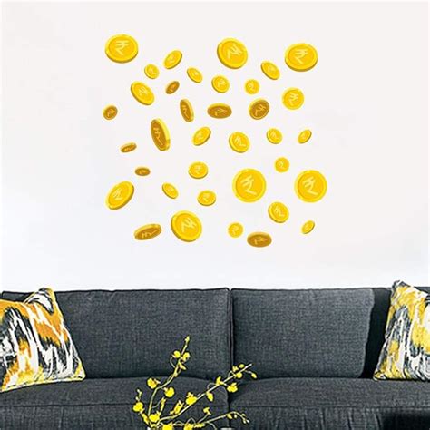 Decal O Decal Vinyl Gold Coins Wall Stickers (Multicolour) : Amazon.in ...