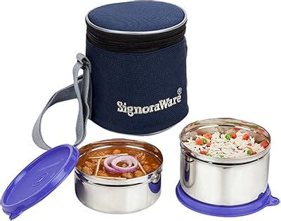 Buy Signoraware Executive Stainless Steel Lunch Box Set, Set of 4, Blue ...