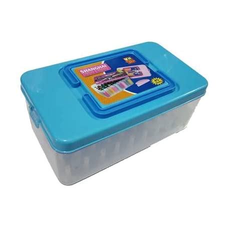 RJ ROJENO Double Decker Sewing Kit Storage Container with 45 Threads ...