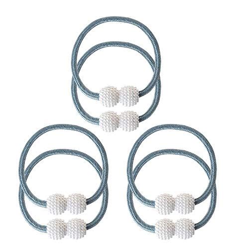 Buy ELSKER 6 Pcs Window Curtain Tiebacks Clips Strong Magnetic Pearl ...