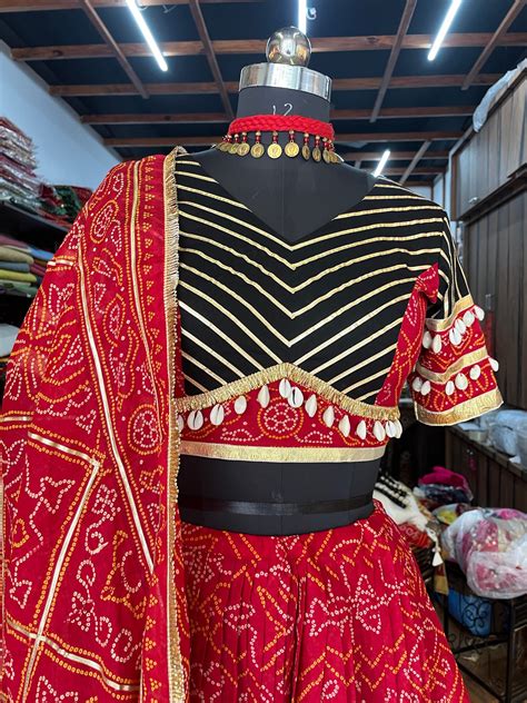 BLACK AND RED BANDHANI CHANIYA CHOLI – handmadeaholicmishka