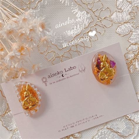 ︎ Easter rabbit レジンお花 イヤリング ︎ | ainoko Labo