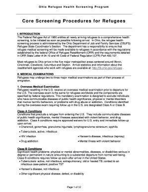 Fillable Online jfs ohio OHIO REFUGEE HEALTH SCREENING PROGRAM - jfs ...