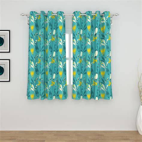 Buy Vivian Teal Floral Printed Window Curtain - 110x160cm - Set Of 2 ...