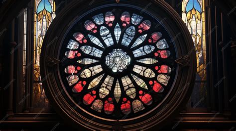 Premium Photo | Gothic Elegance Rosette Window Stained Glass in a ...