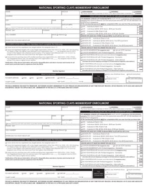 Fillable Online nssa-nsca NATIONAL SPORTING CLAYS MEMBERSHIP ENROLLMENT ...