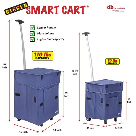 dbest products Bigger Smart Cart, Blue Collapsible Rolling Utility Cart ...