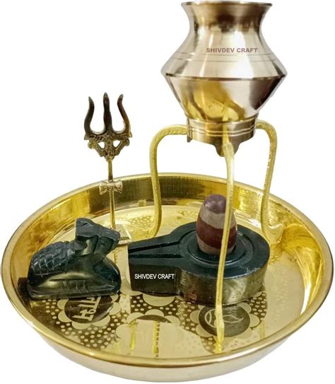 Buy Generic Shivling Statue Brass Stand with Thali (Gold) Online at Low ...