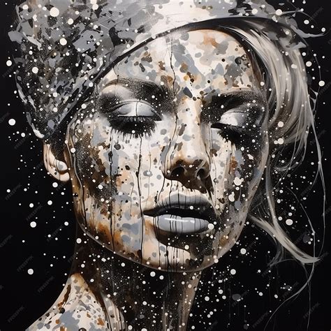 Premium Photo | Artful Black And White Face Painting With Splatter ...