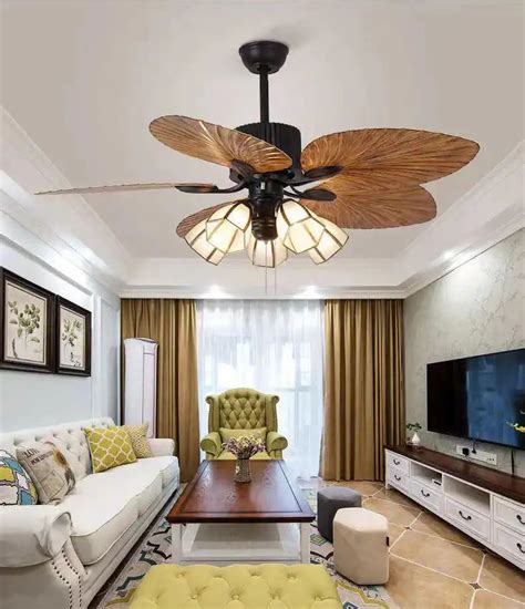 HDC Tropical Ceiling Fan with Lights, 5 Reversible Palm Leaf Blades 3
