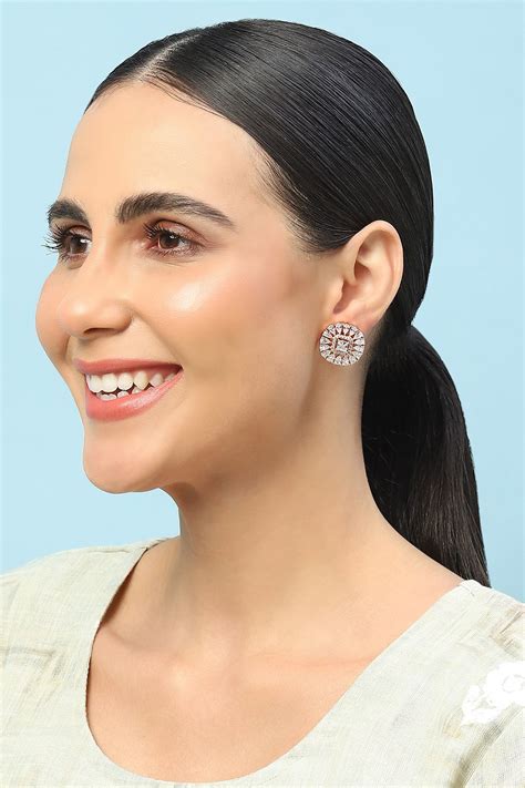 Rose Gold Brass Earrings at Biba India