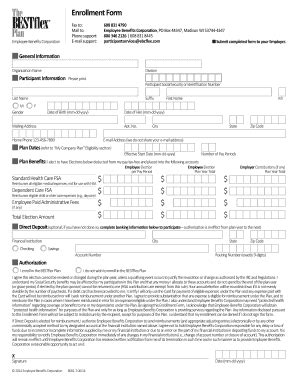 Fillable Online BESTflex Plan Enrollment Form - intranet home page Fax ...