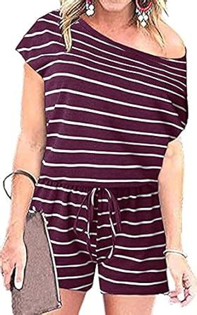 Buy Artfish Women's Summer Soft Off Shoulder Lounge Shorts Rompers ...