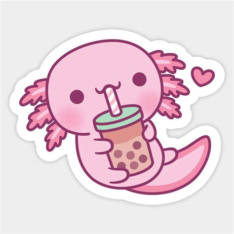 Cute Little Axolotl Loves Bubble Tea by rustydoodle | Cute drawings ...