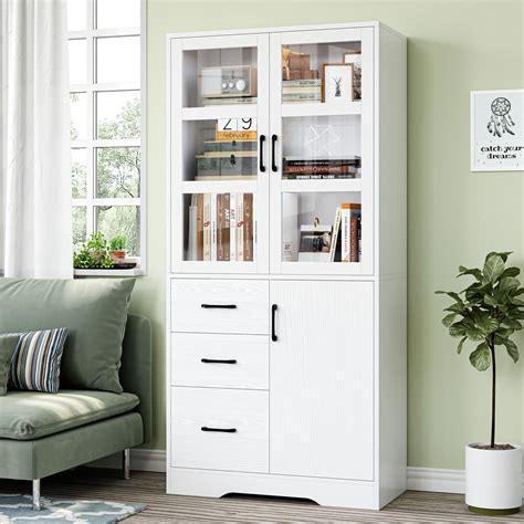 White Bookcase Cabinet With Glass Doors | Cabinets Matttroy