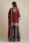 Buy Maroon Organza, Net, Crepe Cut Work, Floral Embroidered Kurta ...