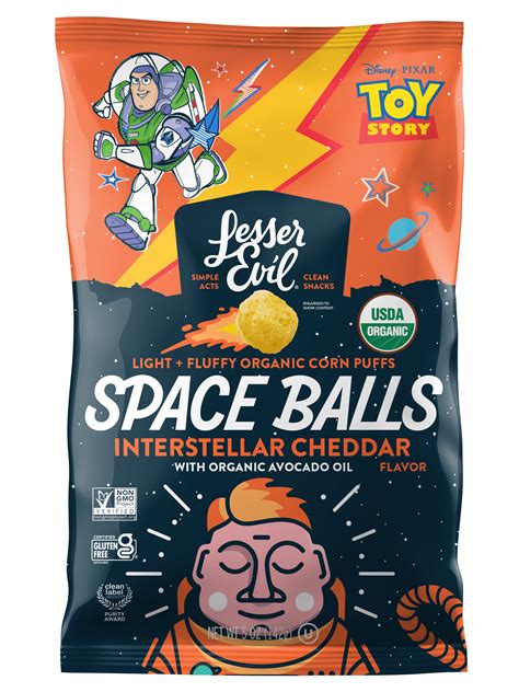 LesserEvil Organic Cheese Snacks, Interstellar Cheddar Space Balls, 5 ...