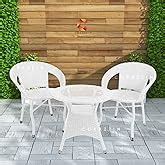 FurniFuture Eiffel Garden Patio Seating Chair and Glass top Table Set ...