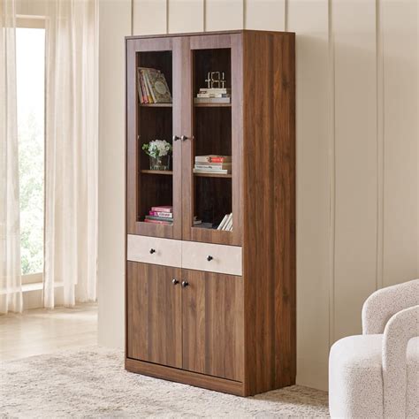 Buy Addison 4-Door Book Cabinet with Drawers - Brown from Home Centre ...