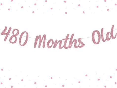 Amazon.com: 40th Birthday Banner 480 Months Old Banner Rose Gold 40th ...