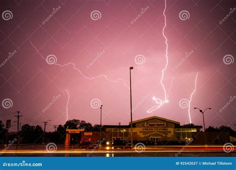 Lightning Storm Above Apple Market in Kearney, Nebraska Editorial ...