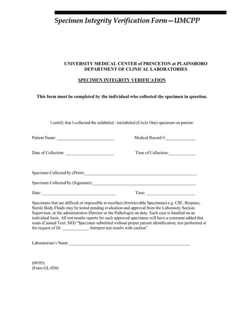 Fillable Online Specimen Integrity Verification Form-UMCPP Fax Email ...
