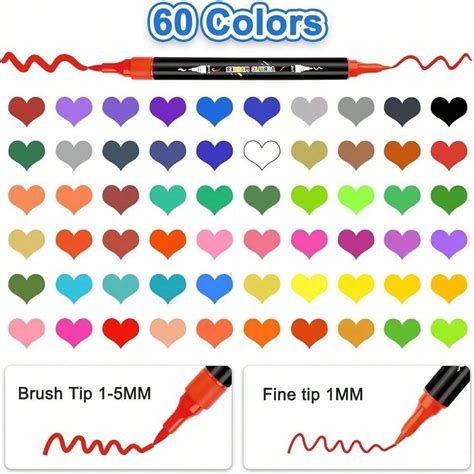 30/48/60pcs Dual-Tip Acrylic Paint Marker Pen Set With Brush Tip And ...