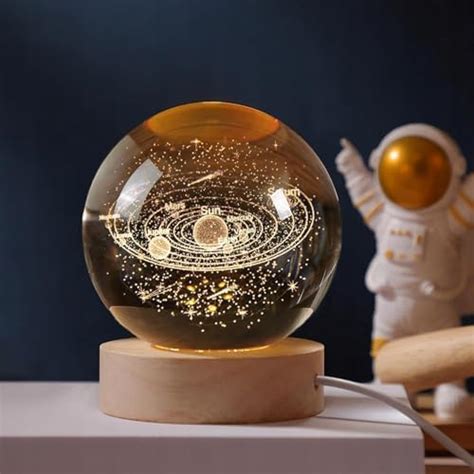Buy MARMIX 3D Galaxy Crystal Ball Night Light, 2.4 Inch Engraved Glass ...
