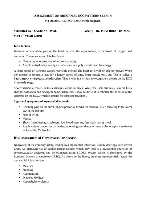 ECG Myocardial Infarction - ASSIGNMENT ON ABNORMAL ECG PATTERN SEEN IN ...