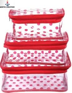 geetacreation Polka dot Set of Three Vanity Cosmetic Toiletary ...