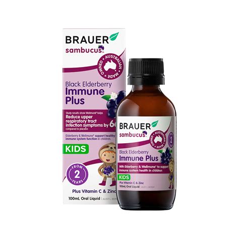 Brauer Sambucus Black Elderberry Kids Immune Plus 100ml - Natural Chemist