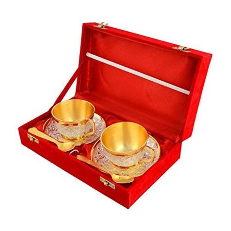 Expo India Brass Cup & Saucer Set, 6-Piece : Amazon.in: Home & Kitchen