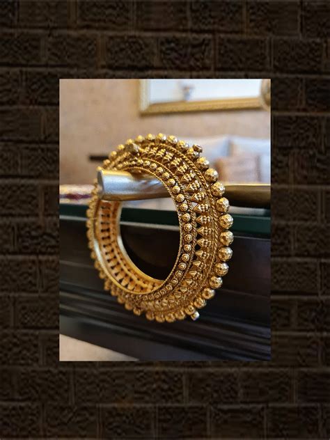 Set of two self design gold bead openable pacheli style kada's – Odara ...