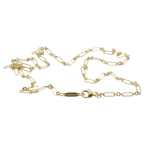 Tiffany and Co. 18 Karat Yellow Gold Paper Clip Chain Link Necklace at ...
