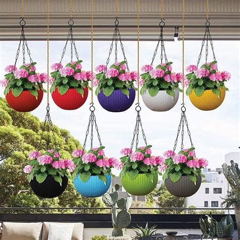 3297 Plastic Hanging Flower Pot with Chain Plant Container Set – Amd-Deodap