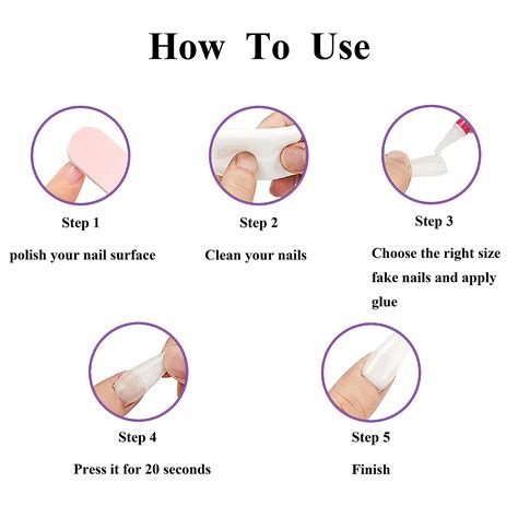 Buy MERVF Long Press on Nails Coffin French Fake Nails Tip Purple ...